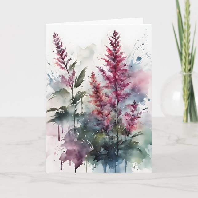 Astilbe - Aquarellblumen Karte (Vorderseite)