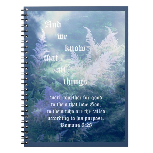 Astilbe Blue Mist Romans 8:28 Notizblock (Vorderseite)