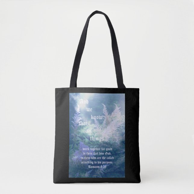 Astilbe Blue Mist Romans 8:28 Tasche (Vorderseite)