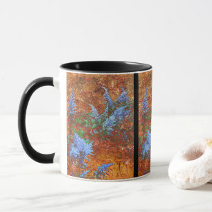 Astilbe Dusty Blue auf Holz Tasse