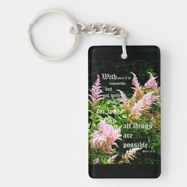 Astilbe mit Mark 10:27 Schlüsselanhänger (Vorderseite)