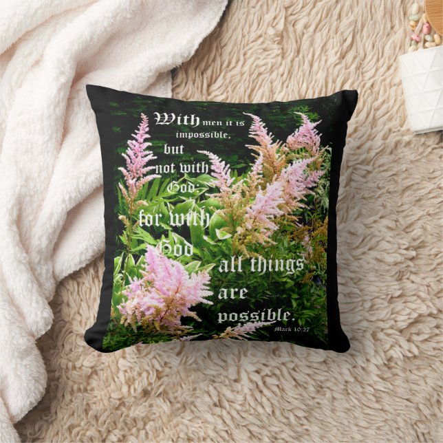 Astilbe mit Markus 10:27 Kissen (Decke)