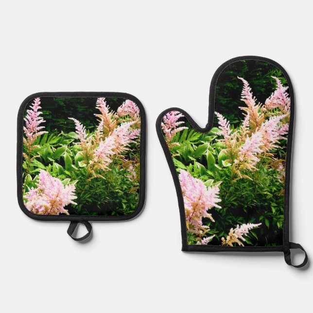 Astilbe Ofenhandschuh & Topflappen-Set (Vorderseite)