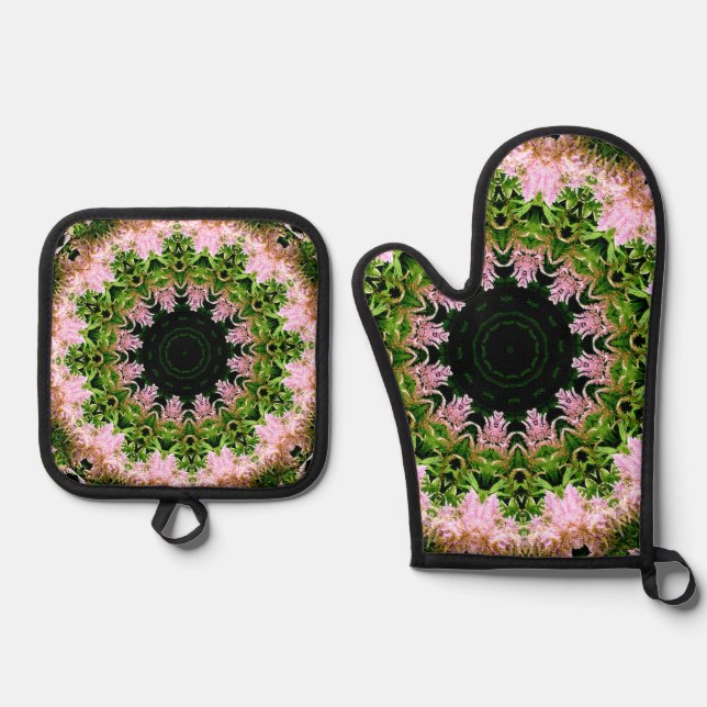 Astilbe Wreath Ofenhandschuh & Topflappen-Set (Vorderseite)