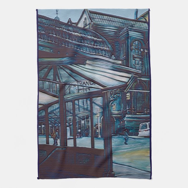 Astor Place Aborigines, NYC Geschirrtuch (Vertikal)