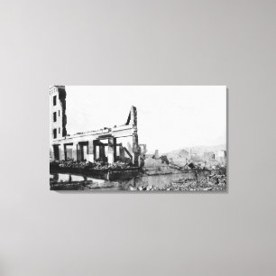 Astoria, Oregon Feuer-Ansicht von Weinard Hotel Leinwanddruck