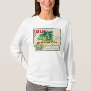 Astoria, Oregon - Palmen-Lachskasten-Aufkleber T-Shirt