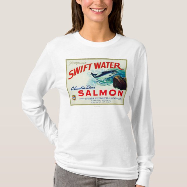 Astoria, Oregon - Thompsons schnelle Wasser-Lachse T-Shirt (Vorderseite)