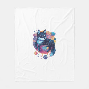 Astral Akita - Kosmischer Weltraumhund Fleecedecke