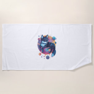 Astral Akita - Kosmischer Weltraumhund Strandtuch