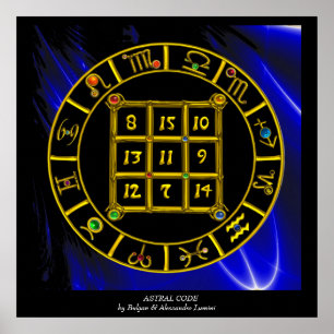 ASTRAL CODE,MAGIC SQUARE 33 Zodiac Astrology Chart Poster
