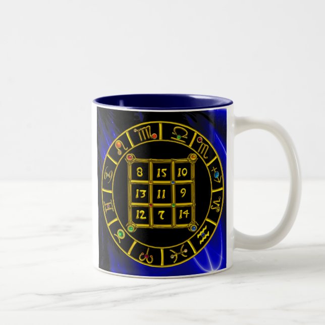 ASTRAL CODE,MAGIC SQUARE 33 Zodiac Astrology Chart Zweifarbige Tasse (Rechts)