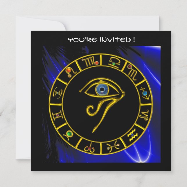 ASTRAL HORUS EYE / BLAUE TALISMAN Astrologie Chart Einladung (Vorderseite)