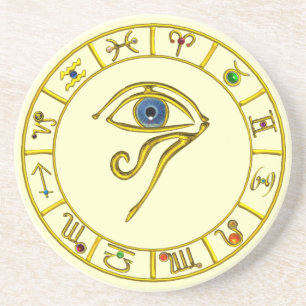 ASTRAL HORUS EYE, BLUE TALISMAN Astrologie Chart Getränkeuntersetzer
