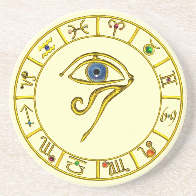 ASTRAL HORUS EYE, BLUE TALISMAN Astrologie Chart Getränkeuntersetzer (Vorne)