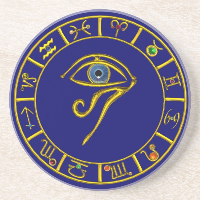 ASTRAL HORUS EYE, BLUE TALISMAN Astrologie Chart Sandstein Untersetzer (Vorne)