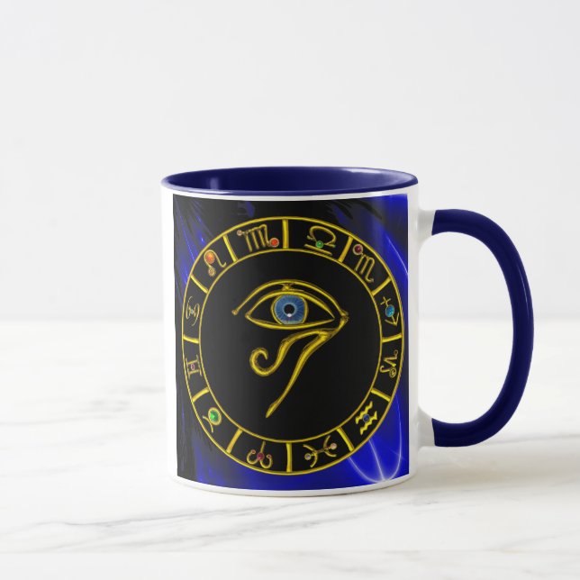 ASTRAL HORUS EYE, BLUE TALISMAN Astrologie Chart Tasse (Rechts)