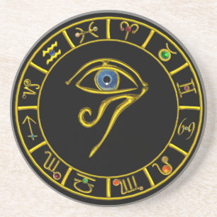 ASTRAL HORUS EYE,BLUE TALISMAN Astrology Chart Getränkeuntersetzer