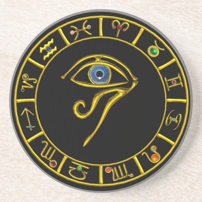 ASTRAL HORUS EYE,BLUE TALISMAN Astrology Chart Getränkeuntersetzer (Vorne)