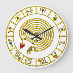 ASTRAL LABYRINTH GOLD ZODIAC CHART Astrologie Große Wanduhr