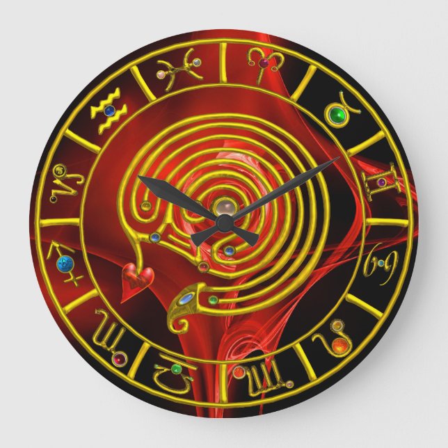 ASTRAL LABYRINTH GOLD ZODIAC CHART Astrologie Große Wanduhr (Vorderseite)