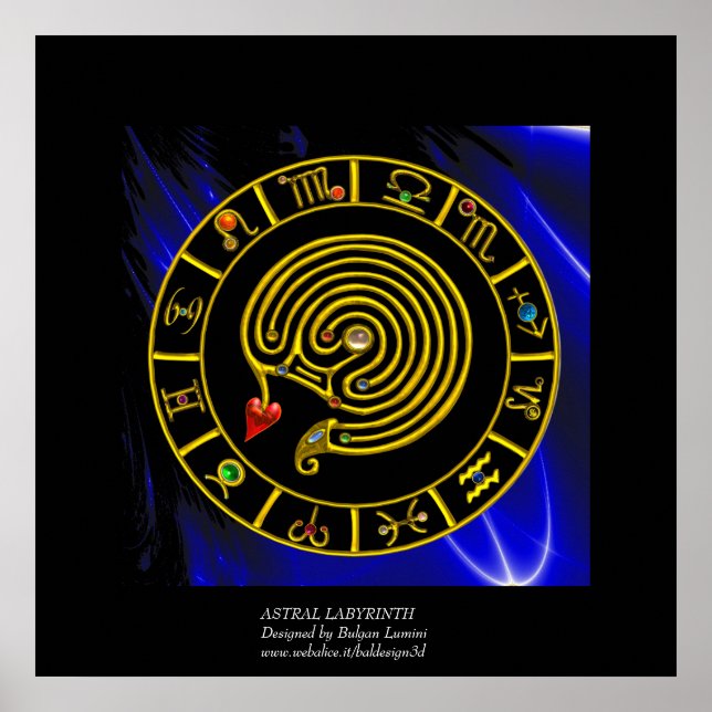 ASTRAL LABYRINTH GOLD ZODIAC CHART Astrologie Poster (Vorne)