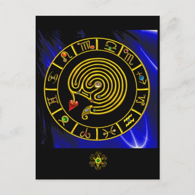 ASTRAL LABYRINTH GOLD ZODIAC CHART Astrologie Postkarte (Vorderseite)