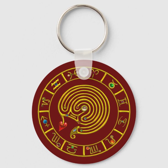 ASTRAL LABYRINTH GOLD ZODIAC CHART Astrologie Schlüsselanhänger (Vorderseite)