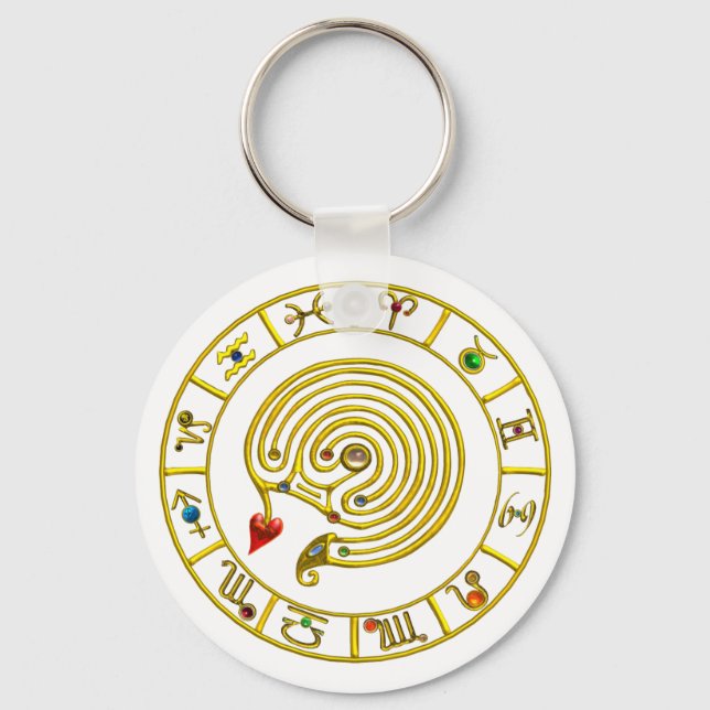ASTRAL LABYRINTH GOLD ZODIAC CHART Astrologie Schlüsselanhänger (Vorderseite)
