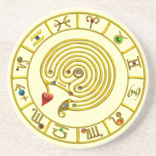 ASTRAL LABYRINTH GOLD ZODIAC CHART Astrologie Untersetzer