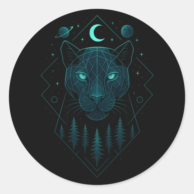 Astral Panther - Kosmischer Dunkler Jäger Runder Aufkleber (Vorderseite)