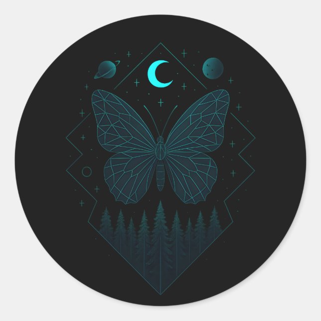 Astral-Schmetterling - Kosmische Schönheit Runder Aufkleber (Vorderseite)