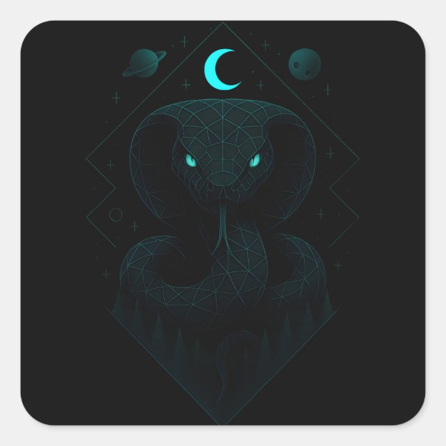 Astral Snake - Cosmic Coil Power Quadratischer Aufkleber (Vorderseite)