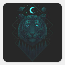 Astral Tiger - Cosmic Blaze Predator Quadratischer Aufkleber