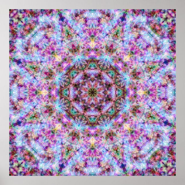 Astrid - Pastel Pink & Lila Psychedelic Mandala Poster (Vorne)