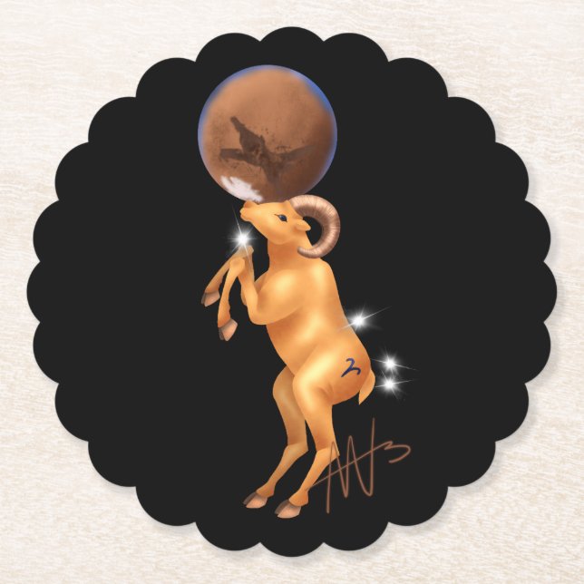 Astro Aries Mars Zodiac Untersetzer (Vorderseite)
