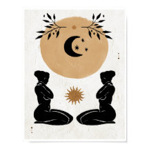 Astro Himmels-Feminine Sonne Mond Boho Kunst