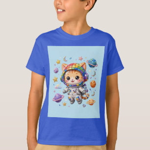 Astro-Katze - hellblauer Himmelshintergrund - Kind T-Shirt