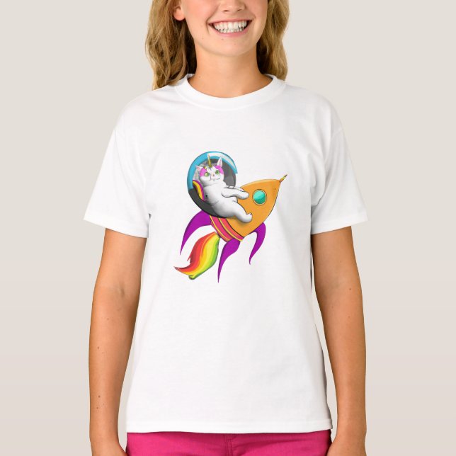 Astro Kitty Shirt - Space Cat Unicorn Tee (Vorderseite)