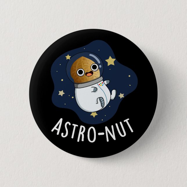 Astro-Nuss-Nuss Astronaut Pun Dark BG Button (Vorderseite)