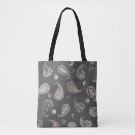 Astro Paisley & Yin Yang Dots Dark Grey Beige Tasche