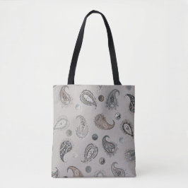 Astro Paisley & Yin Yang Dots Grey Blue Beige Tasche