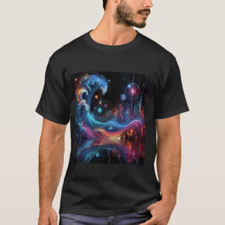 Astro-Retro-Welle - Kosmischer Stadtbild-Vektor T-Shirt