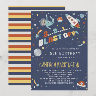 Astro Sloth - Raum-Kindergeburtstag-Party Einladung