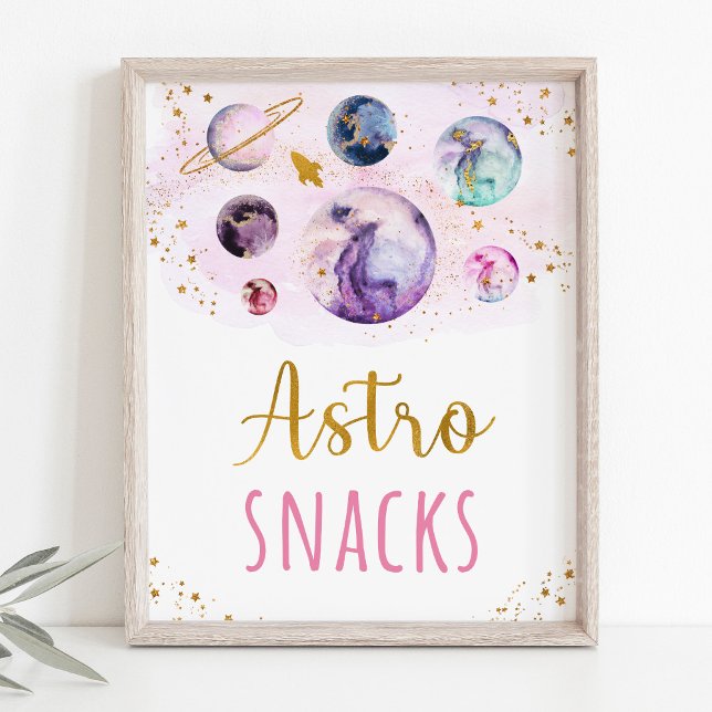 Astro Snacks Pink Gold Space Geburtstag Poster (Von Creator hochgeladen)