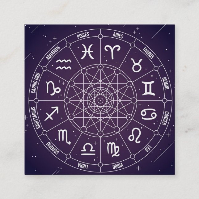 Astrologe-AstrologieDienstleistungen lila Quadratische Visitenkarte (Vorderseite)
