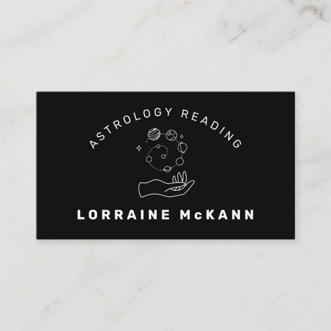 ASTROLOGER Astrologie Lesen Minimalistisch Schwarz Visitenkarte (Vorderseite)