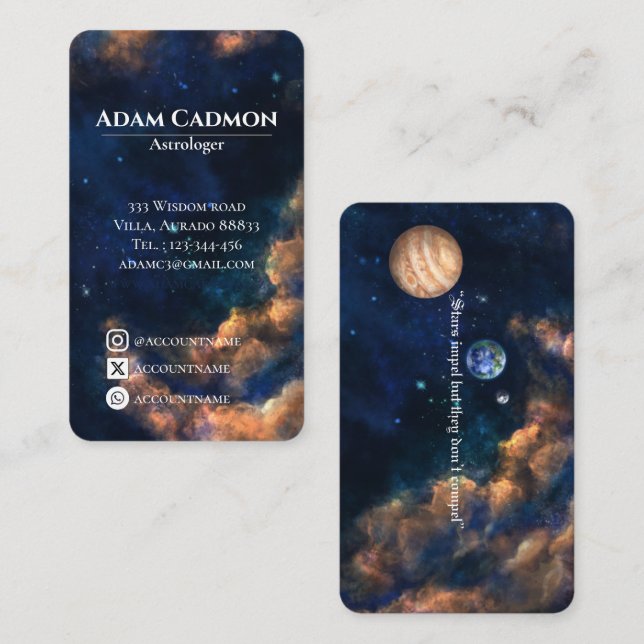 Astrologer kosmische Himmelskarte, kunstvolle Visi Visitenkarte (Vorne/Hinten)