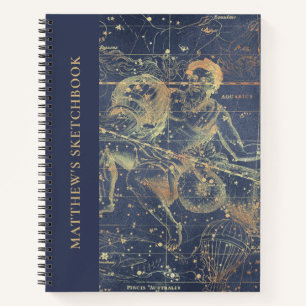 Astrologie Aquarius Horoskop Sketchbook mit Namen Notizbuch