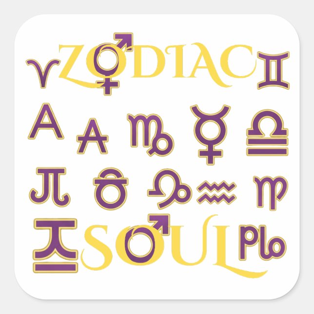 Astrologie Design "Zodiac Soul" Horoskop-Zeichenge Quadratischer Aufkleber (Vorderseite)
